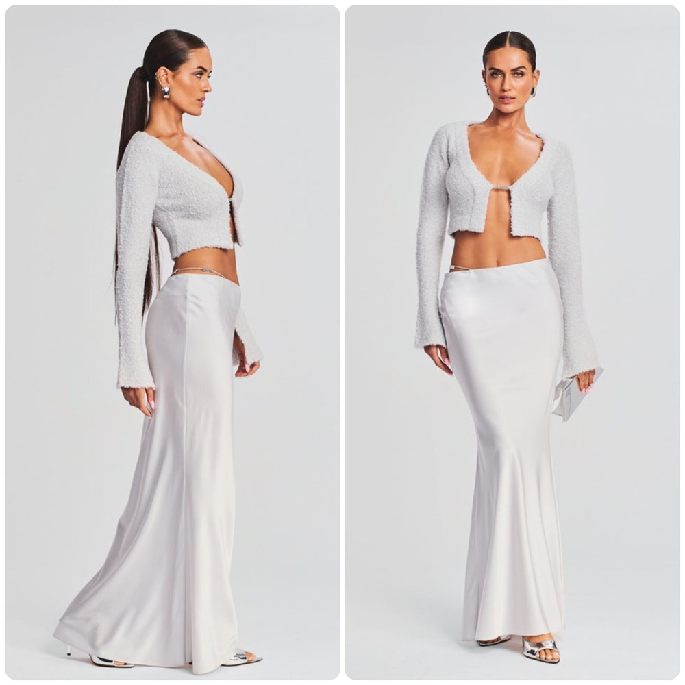 New! Ser.O.ya x Retrofete Silvana Silk Maxi Skirt 🩶 Medium NWT!